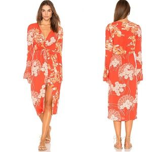 Free People Mixed Print Twist Red Dress Small